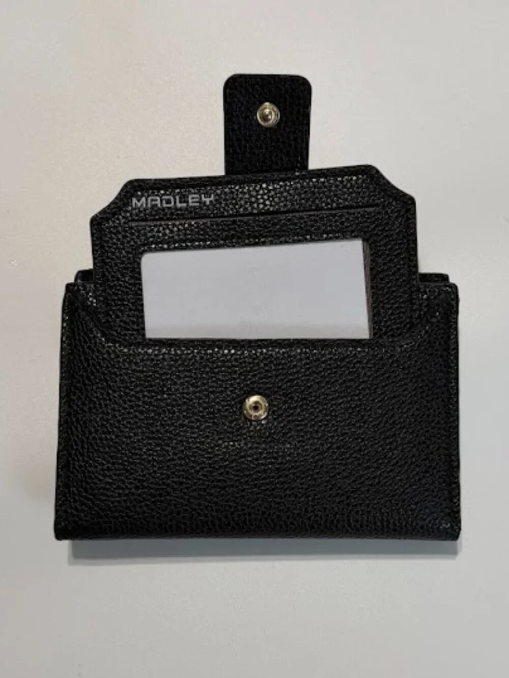 Black Pebbled Leather Zip Wallet Card Holder Compact Organizer